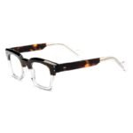 Designer women's angular acetate eyeglasses with custom prescription options, contemporary luxury optical wear statement