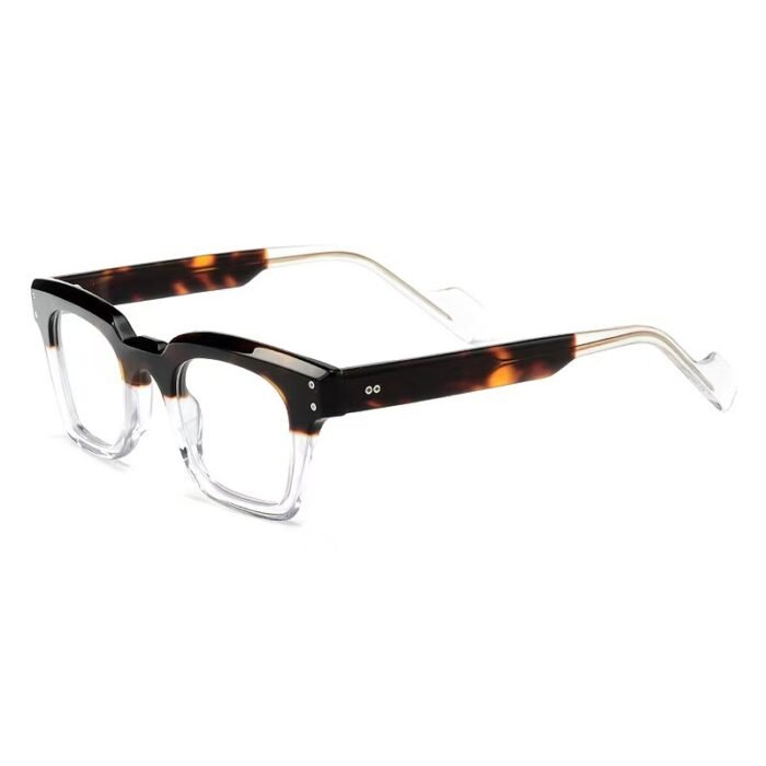 Designer women's angular acetate eyeglasses with custom prescription options, contemporary luxury optical wear statement