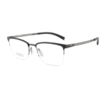 Ultra-lightweight titanium half frame prescription eyeglasses with comfortable fit and contemporary styling.