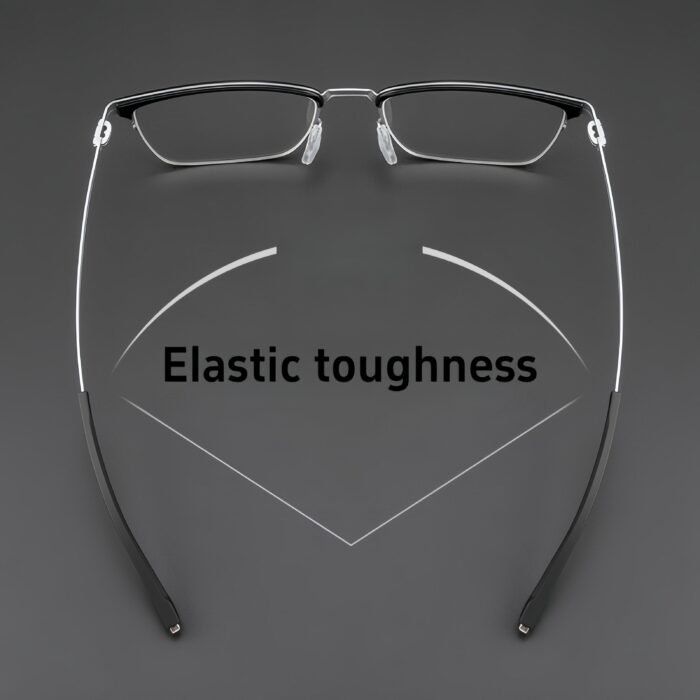 Premium titanium half frame glasses designed for prescription lenses. Combines durability with elegant simplicity.