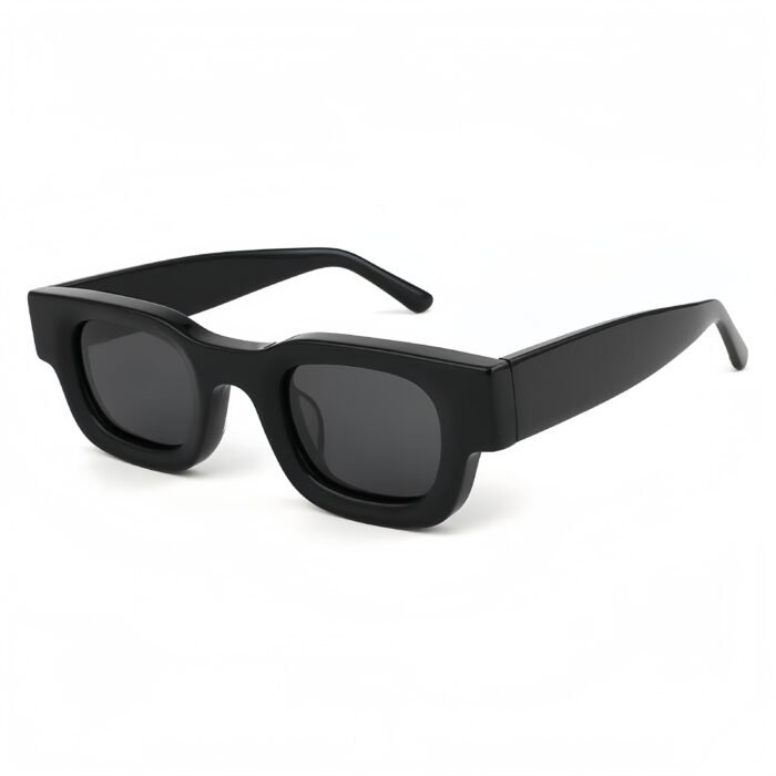 Premium vintage square sunglasses feature thick acetate frames and polarized UV400 lenses. Luxury unisex design offers superior glare protection and timeless style.
