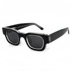 Luxury acetate square frame sunglasses with polarized UV400 protection. Vintage thick-frame design offers sophisticated sun protection for stylish men and women.