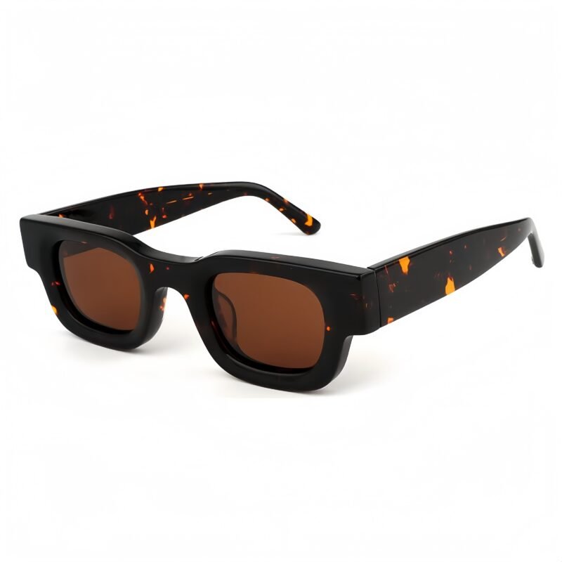 Vintage-style square sunglasses featuring premium acetate frames and polarized UV400 lenses. Thick-frame luxury design for unisex fashion and superior sun protection.