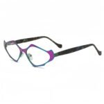 Sophisticated geometric acetate prescription glasses with blue light protection, stylish women's eyewear.