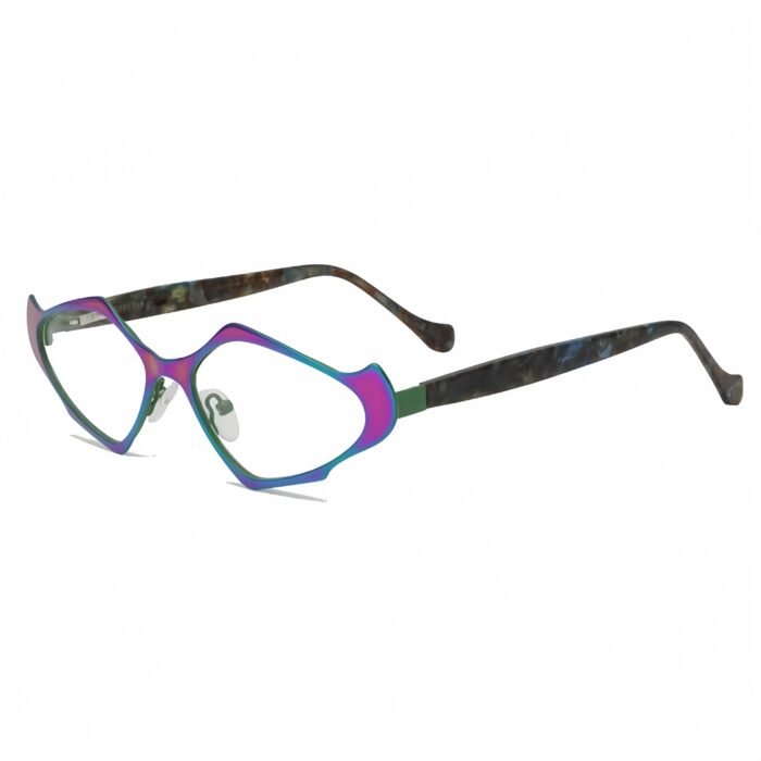 Sophisticated geometric acetate prescription glasses with blue light protection, stylish women's eyewear.