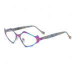 Fashion-forward geometric prescription glasses with blue light protection, crafted from premium acetate for women.