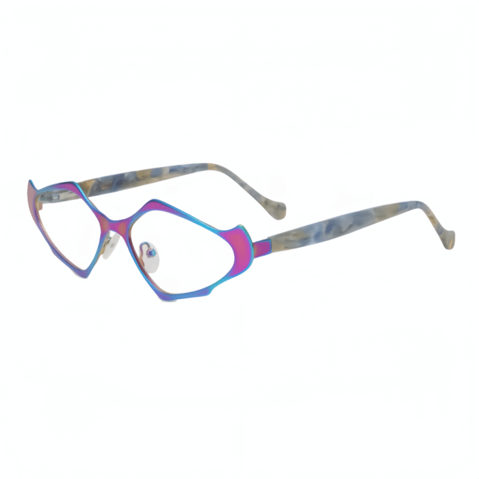 Fashion-forward geometric prescription glasses with blue light protection, crafted from premium acetate for women.