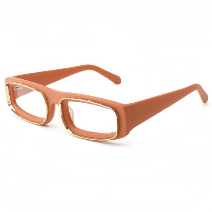 Designer square optical frames crafted from premium acetate with blue light filtering prescription lenses for women.