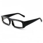 Fashionable square acetate glasses for women featuring blue light blocking lenses and premium prescription eyewear design.