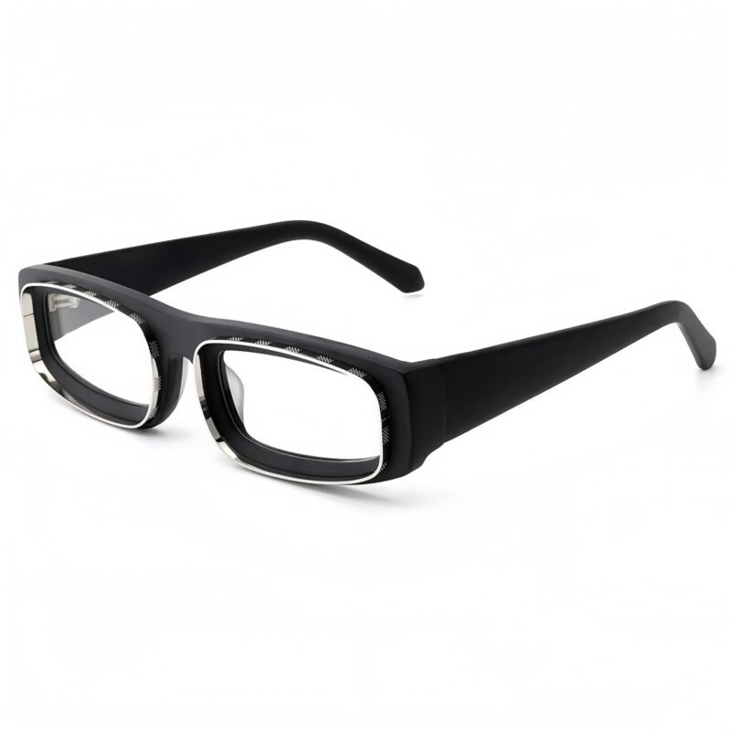 Fashionable square acetate glasses for women featuring blue light blocking lenses and premium prescription eyewear design.