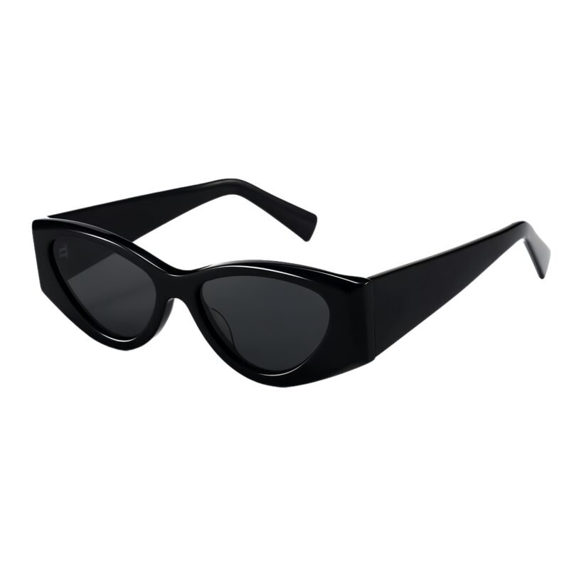 Premium acetate cat-eye sunglasses with thick frames, polarized lenses and full UV400 protection for unisex wear.