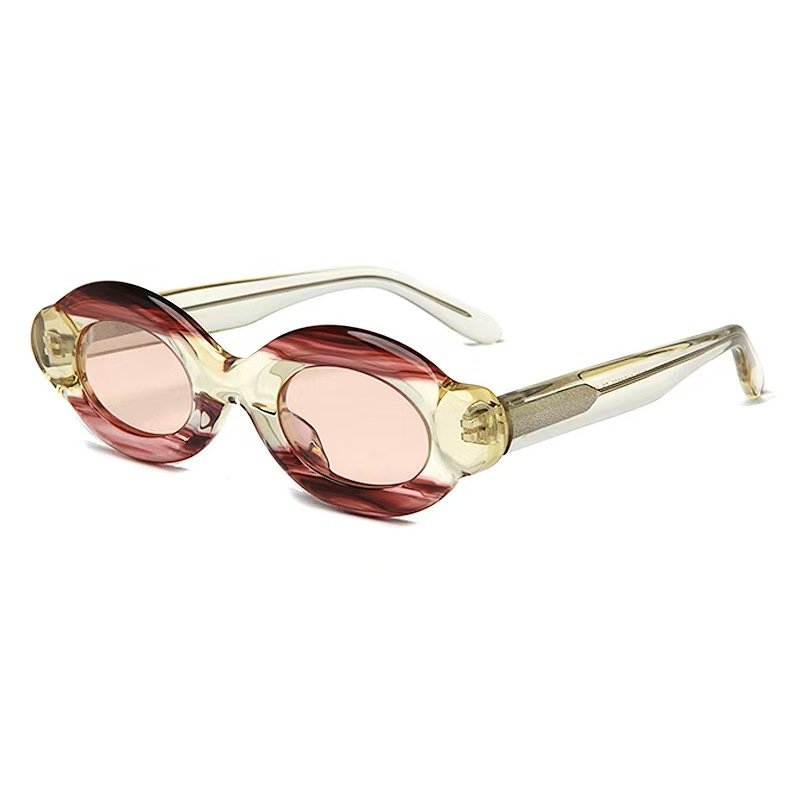 Photochromic oval acetate sunglasses that adapt to sunlight, featuring polarized technology for men and women drivers.