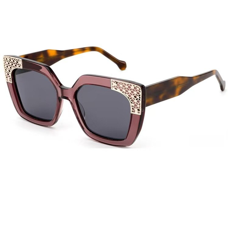 Classic square acetate sunglasses with polarized protection and timeless design, suitable for men and women's daily wear with UV400.