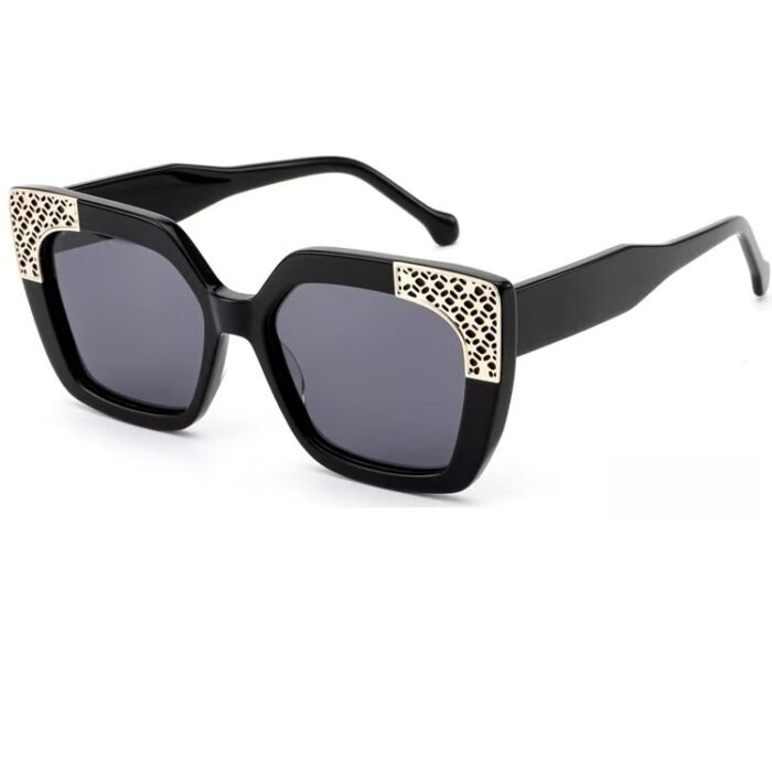 Premium square acetate prescription sunglasses with polarized lenses, offering vision correction and anti-glare protection for driving.