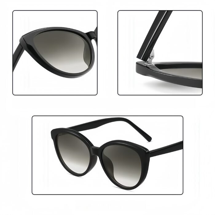 Retro-style cat-eye sunglasses with polarized progressive lenses, UV400 protection and premium acetate frames for women.