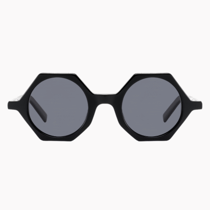 Retro polygonal polarized sunglasses with acetate frame & anti-glare TAC lenses. Perfect driving sunglasses for travel with UV400 protection & elegant unisex design.