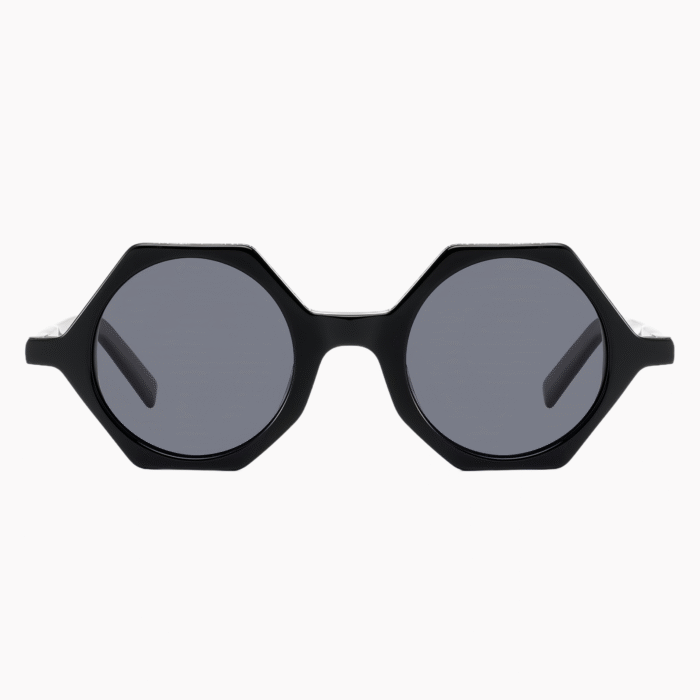 Retro polygonal polarized sunglasses with acetate frame & anti-glare TAC lenses. Perfect driving sunglasses for travel with UV400 protection & elegant unisex design.