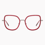 Stylish women's blue light blocking glasses in a trendy polygon shape, combining acetate & metal. The perfect prescription glasses for small faces & screen use.