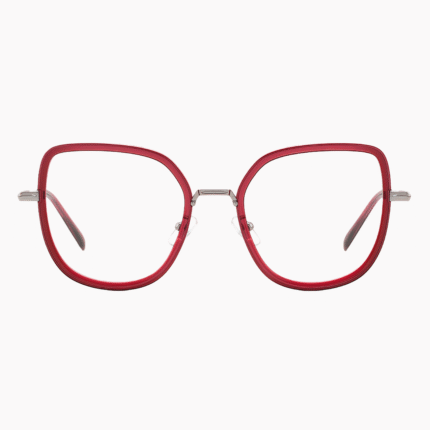 Stylish women's blue light blocking glasses in a trendy polygon shape, combining acetate & metal. The perfect prescription glasses for small faces & screen use.
