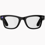 Streaming music and taking calls with wireless smart glasses featuring Bluetooth and unisex square-frame design for all-day wear.
