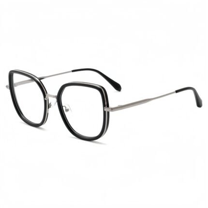 Trendy blue light filter glasses for petite faces. This women's polygon frame of acetate & metal is a bestselling choice for prescription computer eyewear.