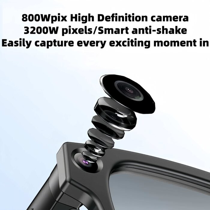 Person using AI translation smart glasses abroad.Polarized sunglasses with camera, perfect for travel and real-time multilingual communication.