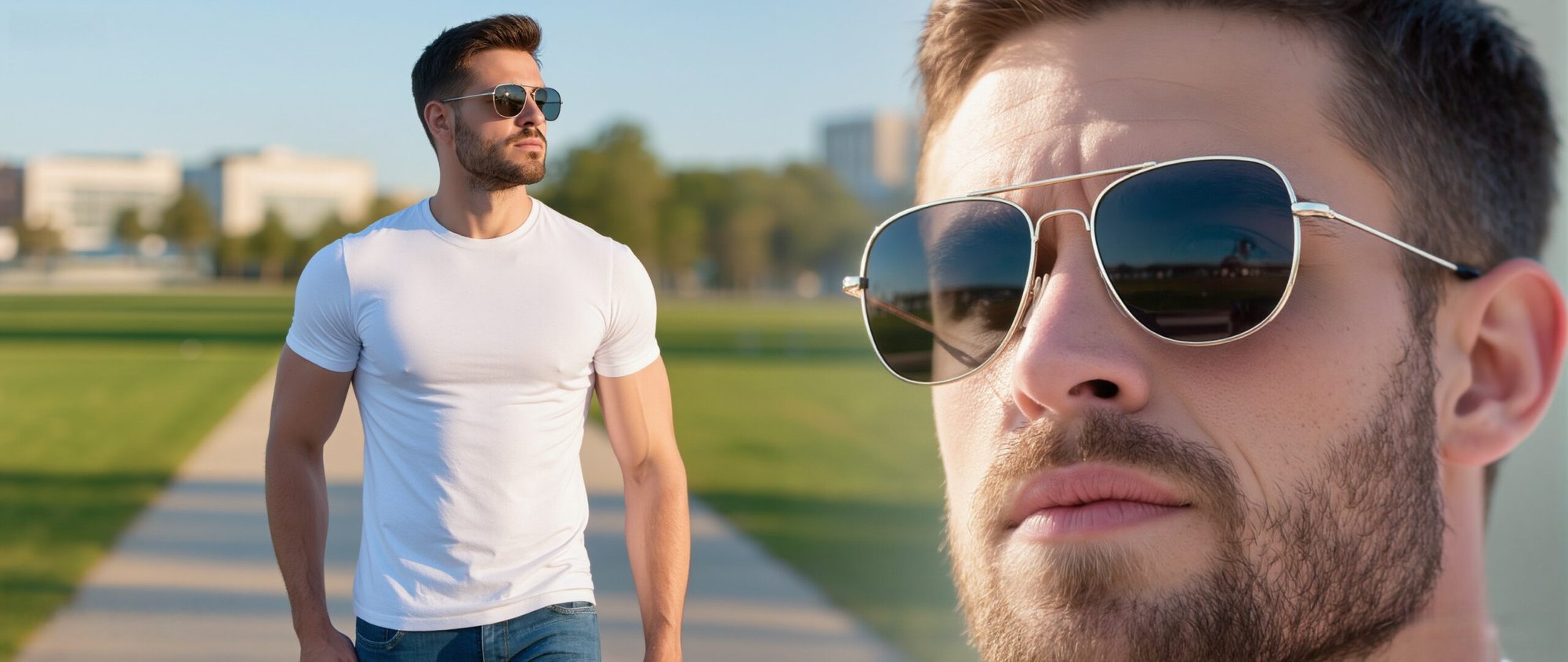 Wearing sunglasses should be suitable for one's face shape and clothing style. Analyze several key points