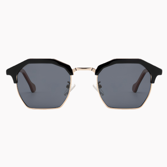 Women's polarized sunglasses with unique square shape & acetate-metal frame. UV400 protection & anti-glare TAC lenses perfect for driving & daily wear.