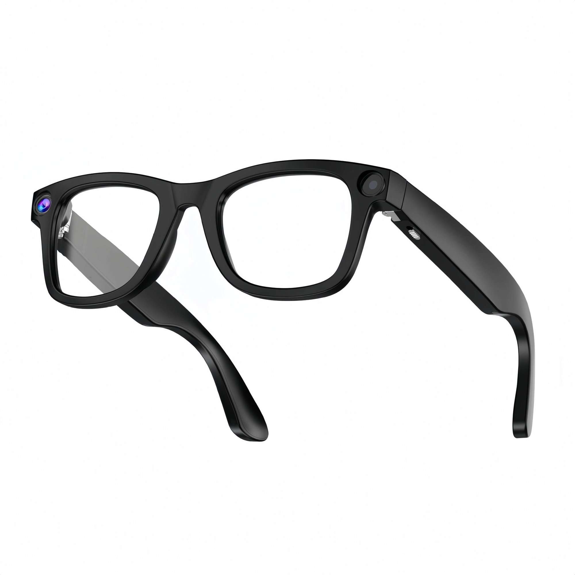 微信图片_20251015213520_1436_11_副本 Person using smart glasses for real-time language translation during travel or business meetings with clear frame design.